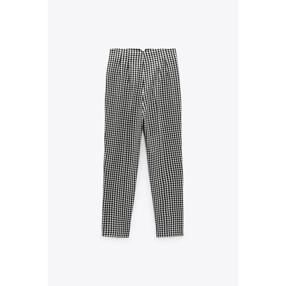 Gingham Print Zara High Waist Cropped Trouser Pants (NWT) - Picture 10 of 11